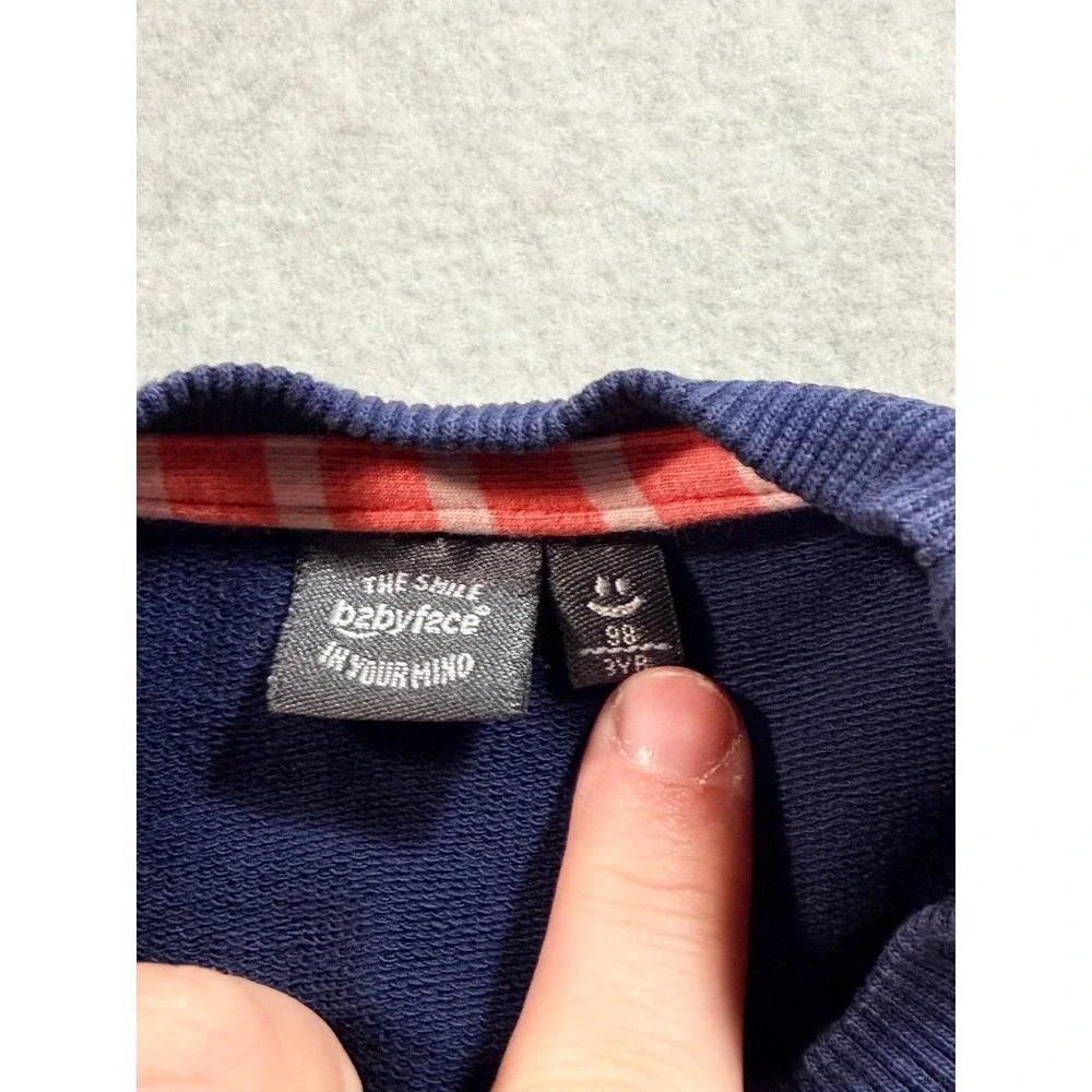 Babyface Kids Navy Blue Ruffle Shoulder‎ Sweatshirt Heart Charm Size 3YR